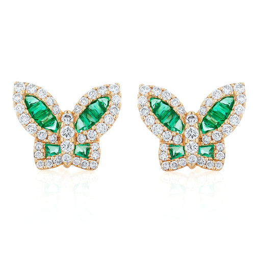 Petite Emerald and Diamond Butterfly Earrings