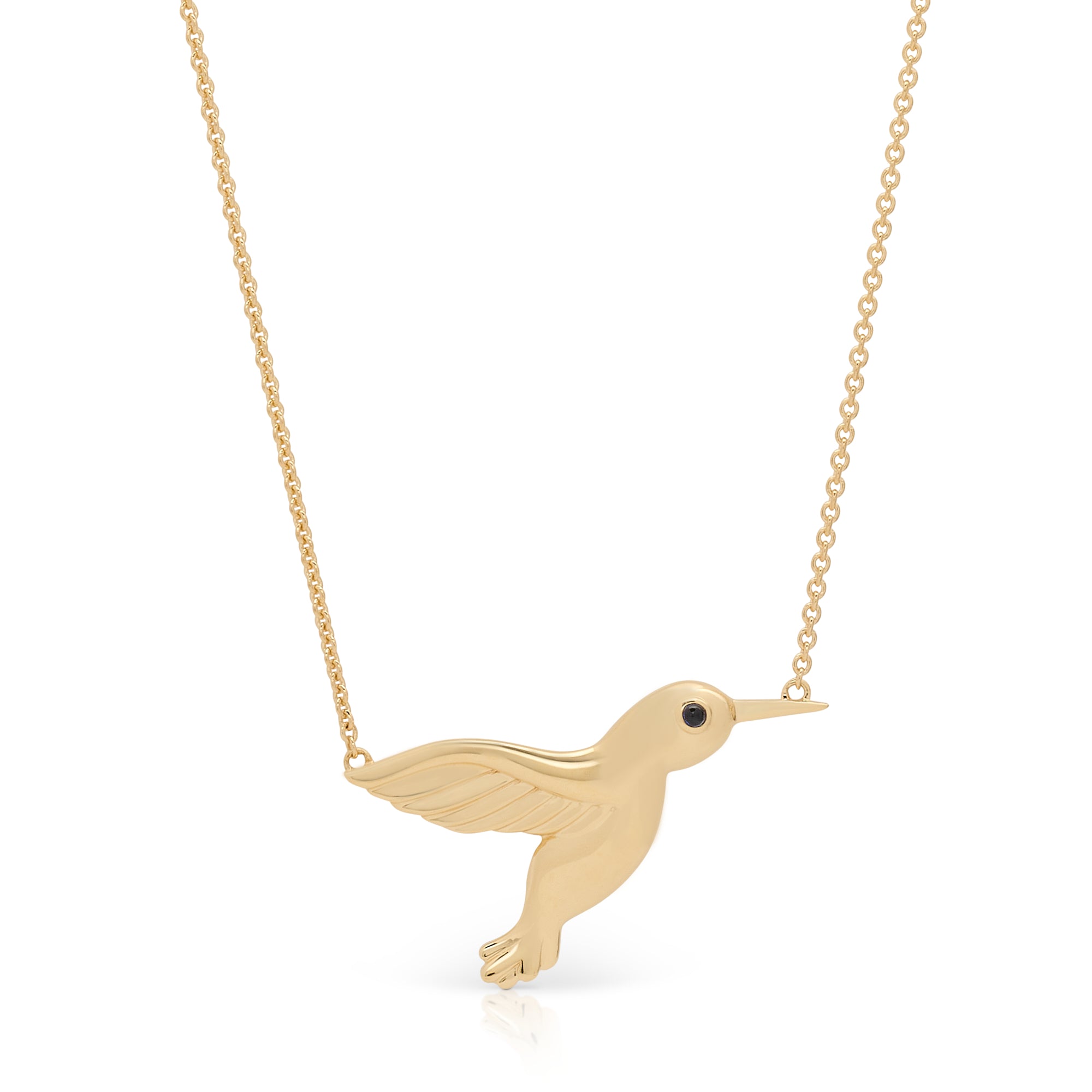 14k yellow gold Hummingbird Necklace, solid gold Necklace, gold Hummingbird pendant, dainty outlet chain, bird jewelry , unique gift for women