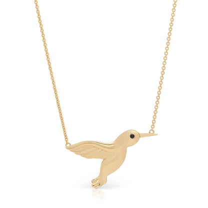 Large Gold and Sapphire Hummingbird Pendant