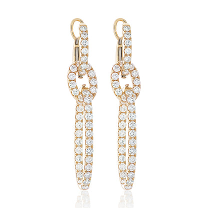 Triple Diamond Link Earrings