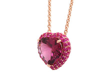 Load image into Gallery viewer, Rhodolite and Pink Sapphire Heart Pendant 2