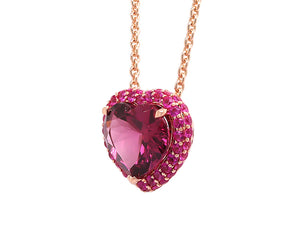 Rhodolite and Pink Sapphire Heart Pendant 2