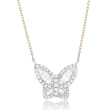 Load image into Gallery viewer, Large Two Tone Diamond Butterfly Pendant