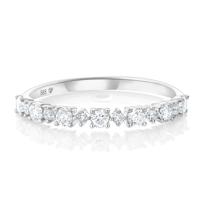 Alternating Round Diamond Band - White