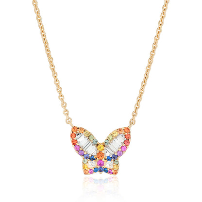 Petite Rainbow Sapphire and Diamond Pendant