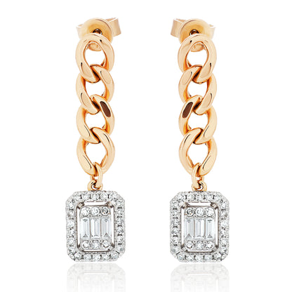 Chain Link Illusion Diamond Earrings