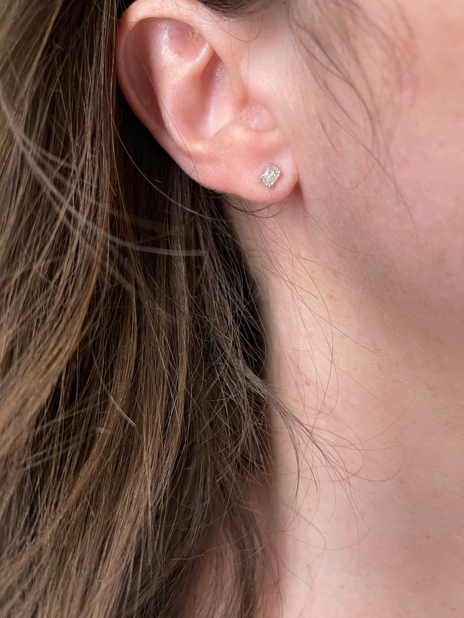 Radiant cut diamond studs Clearance