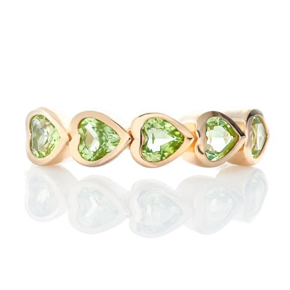 Peridot Bezel Set Heart Shape Band
