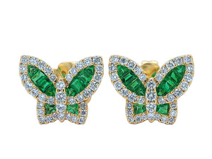 Petite Emerald and Diamond Butterfly Earrings 2