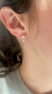 Diamond Emerald Cut Huggie Earrings 2