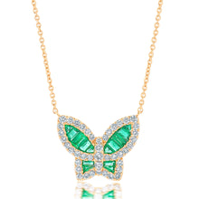 Load image into Gallery viewer, Large Emerald and Diamond Butterfly Pendant