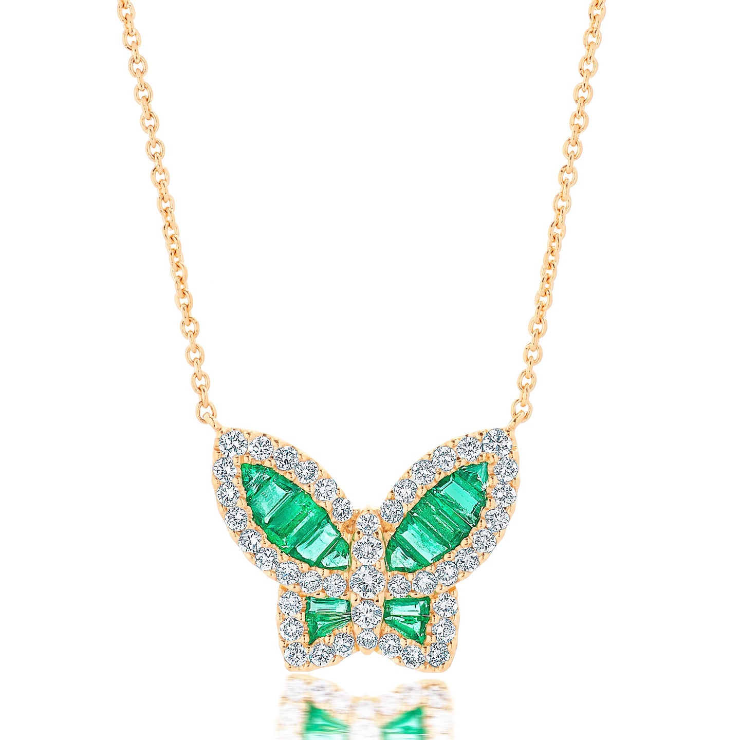 Large Emerald and Diamond Butterfly Pendant