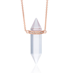 Crystal and Diamond Bar Necklace - Moonstone