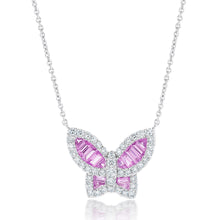 Load image into Gallery viewer, Large Pink Sapphire and Diamond Butterfly Pendant