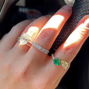 Pear Shape Emerald and Diamond Bypass Ring 3