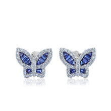 Load image into Gallery viewer, Blue Sapphire and Diamond Petite Butterfly Earrings