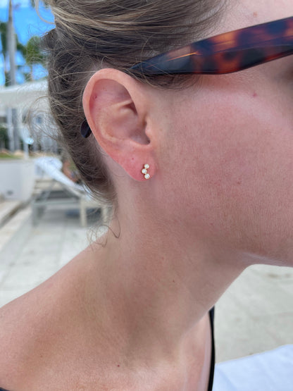 Bezel Set Trio Diamond Earrings 2