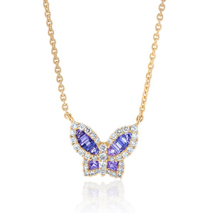 Petite Purple Sapphire and Diamond Butterfly