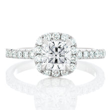 Load image into Gallery viewer, Platinum Cushion Cut Diamond Halo Engagement Ring