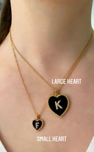 Load image into Gallery viewer, Small Onyx and Diamond Initial Heart Pendant - Sizes