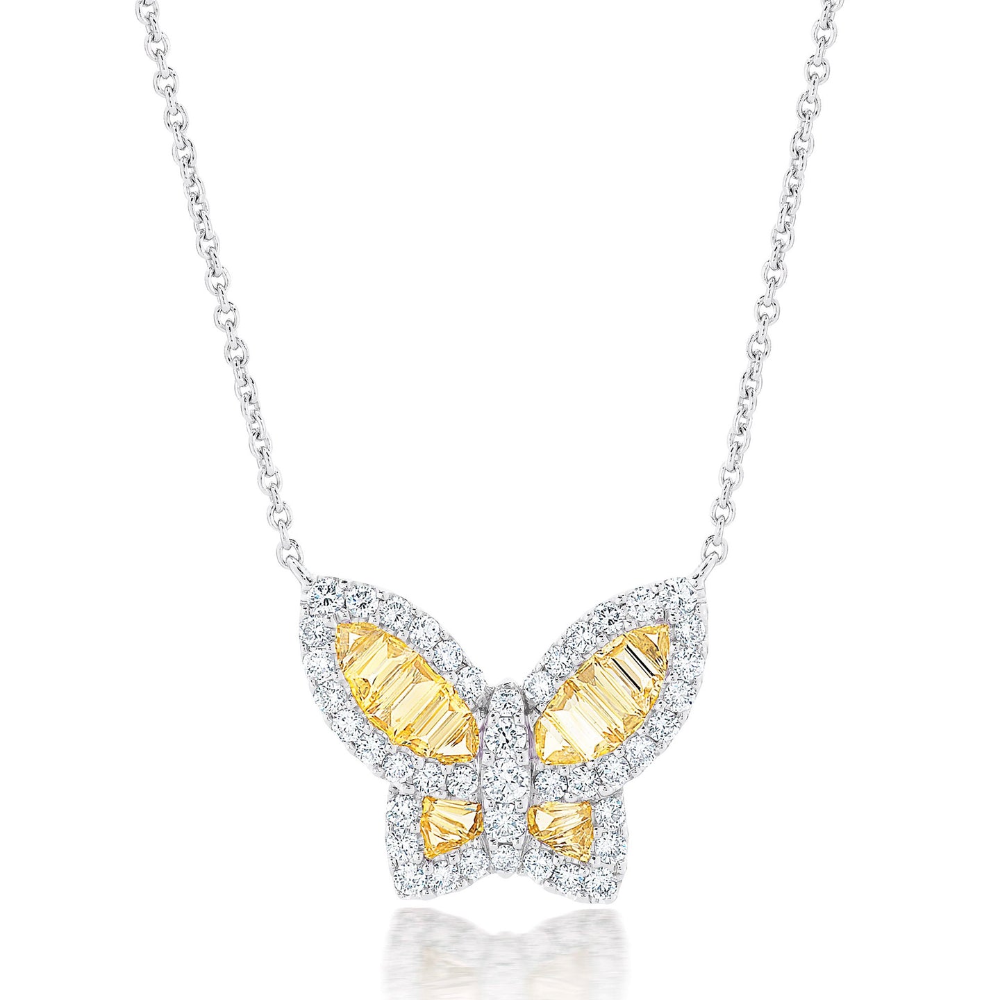 Large Yellow Sapphire and Diamond Butterfly Pendant