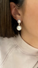 Load image into Gallery viewer, Double Pearl and Diamond Hanging Earrings - Two