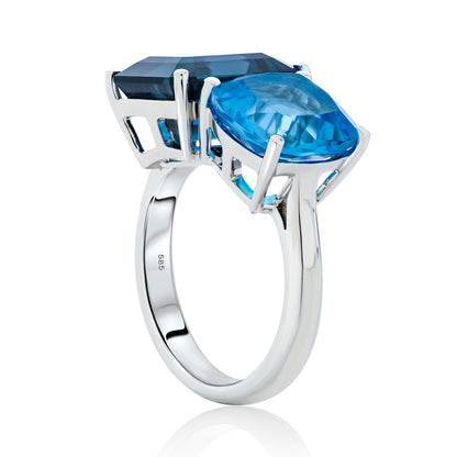 Blue Topaz Toi Et Moi Ring 2