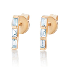 Load image into Gallery viewer, Diamond Baguette Bar Earrings - Rose