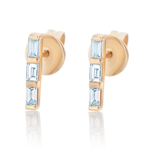 Diamond Baguette Bar Earrings - Rose