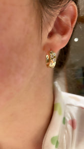 Scattered Diamond Huggie Earrings 2