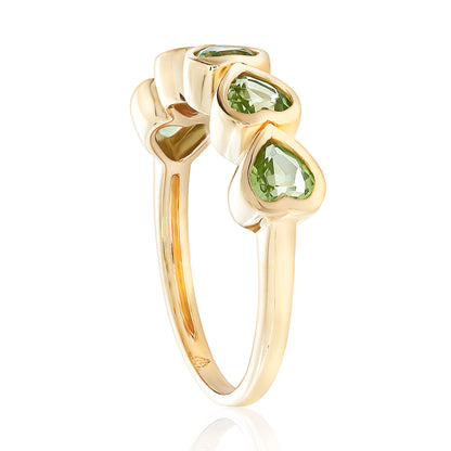 Peridot Bezel Set Heart Shape Band 4