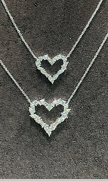 Small Mixed Cut Diamond Heart Pendant 3