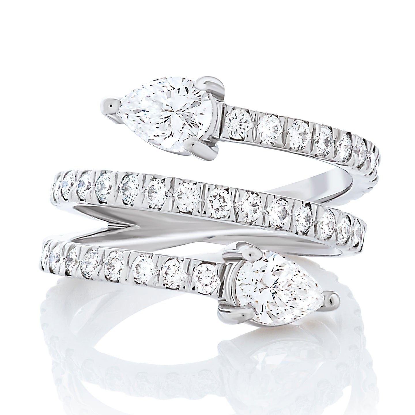 Triple Diamond Coil Ring