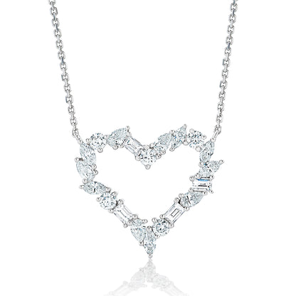 Large Mixed Cut Diamond Heart Pendant