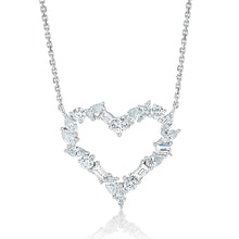 Load image into Gallery viewer, Large Mixed Cut Diamond Heart Pendant