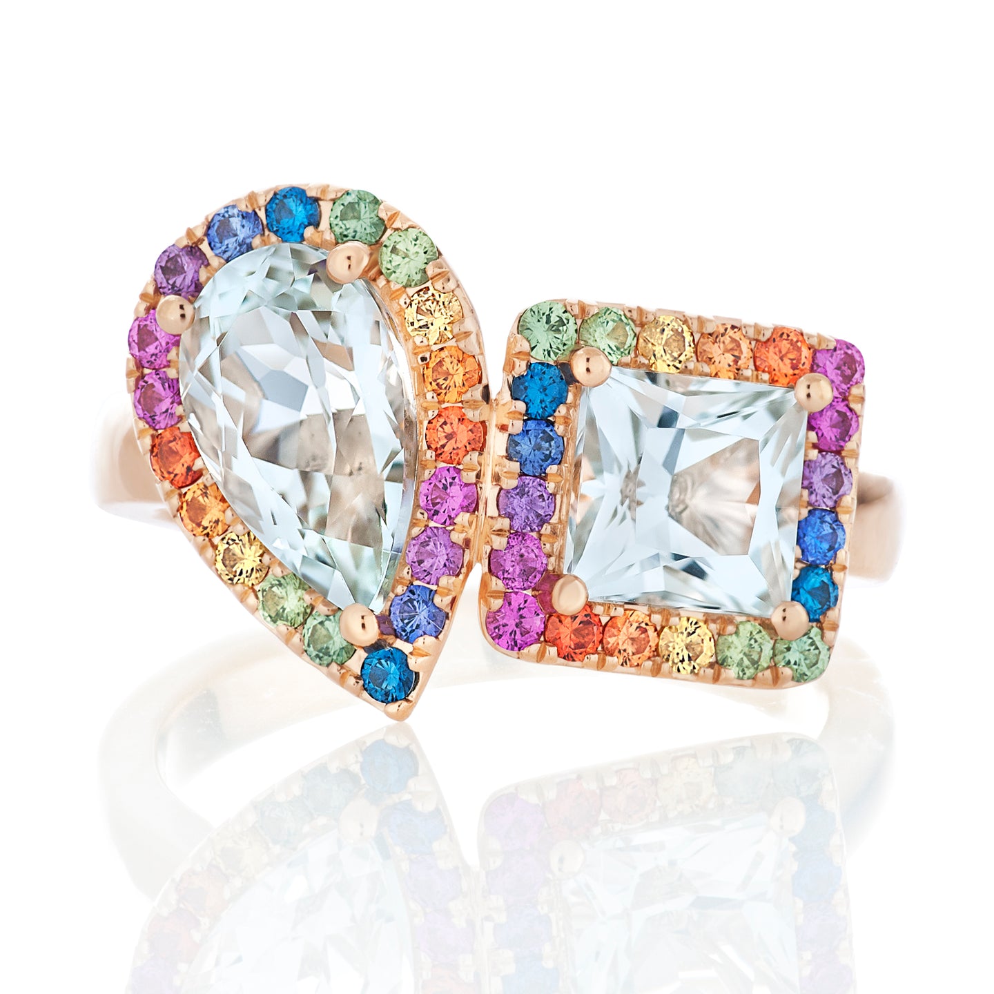 Small Toi Et Moi Topaz and Sapphire Ring