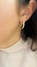 Load image into Gallery viewer, Multi Row Diamond Hoop Huggie Earrings - Two