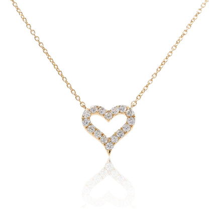 Petite Open Diamond Heart Pendant - Yellow