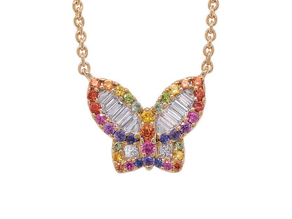 Petite Rainbow Sapphire and Diamond Pendant 2