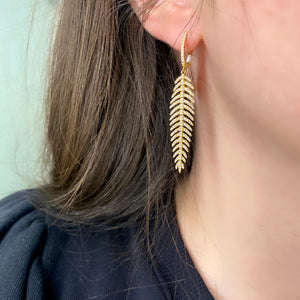 Small Feather Diamond Earrings 2