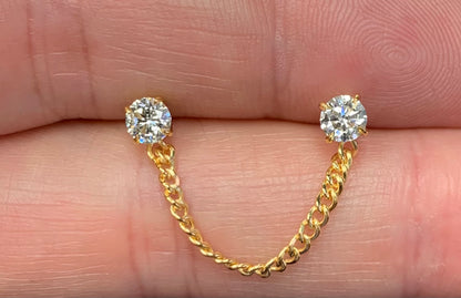 Diamond Curb Link Earring Chain 2