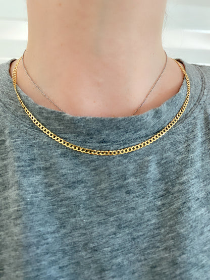 Gold Mini Curb Link Chain Necklace 2