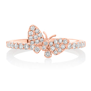 Petite Diamond Butterfly Ring - Rose