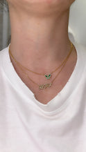 Load image into Gallery viewer, Petite Emerald and Diamond Butterfly Pendant 3