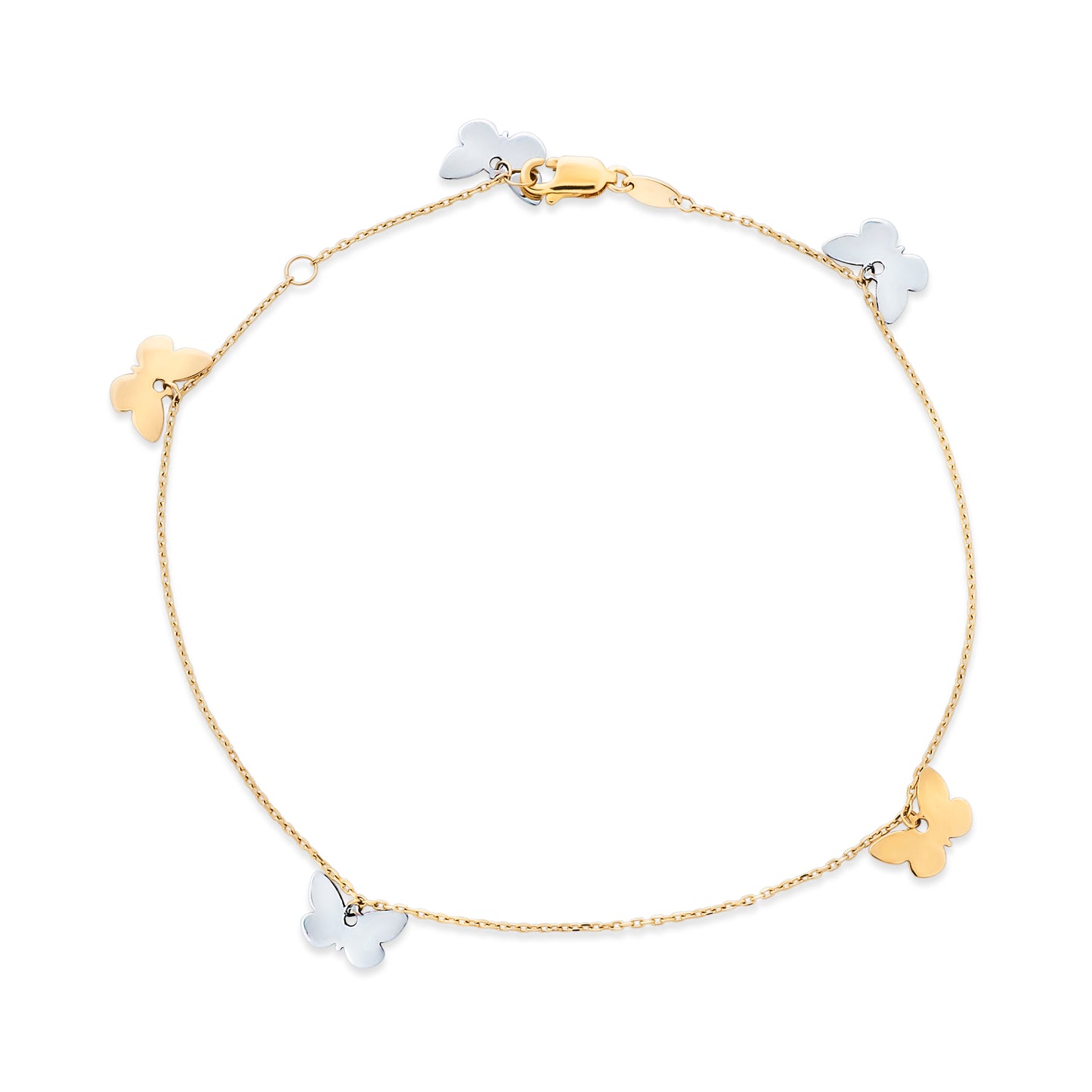 Two Tone Gold Butterfly Anklet
