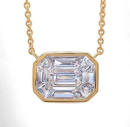 Bezel Set Diamond Illusion Pendant - Yellow