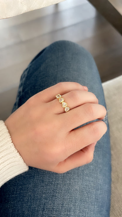 White Topaz Bezel Set Heart Shape Band 4