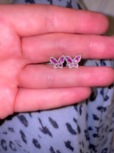 Load image into Gallery viewer, Petite Pink Sapphire and Diamond Butterfly Earrings 3
