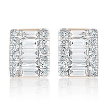 Load image into Gallery viewer, Petite Rectangular Round and Baguette Diamond Stud Earrings