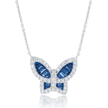 Load image into Gallery viewer, Large Blue Sapphire and Diamond Butterfly Pendant